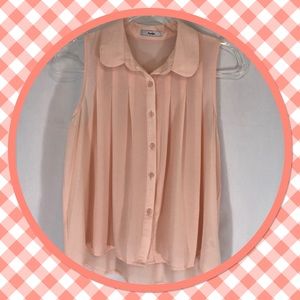 Sheer sleeveless blouse by Papaya pale peach S